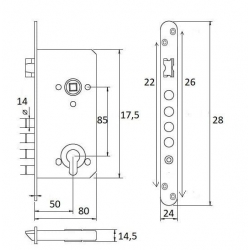 Zamek wp. 85/50 trzpieniowy